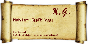 Mahler György névjegykártya