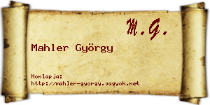 Mahler György névjegykártya