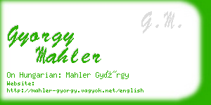 gyorgy mahler business card